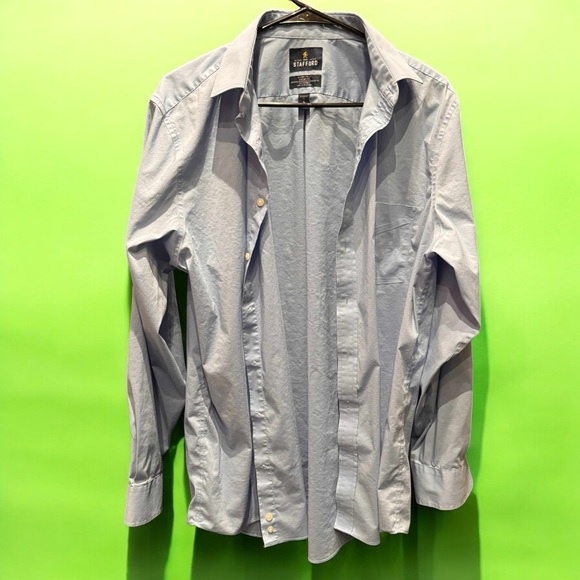 Stafford Sky Blue button up Dress Shirt LARGE - Picture 1 of 4